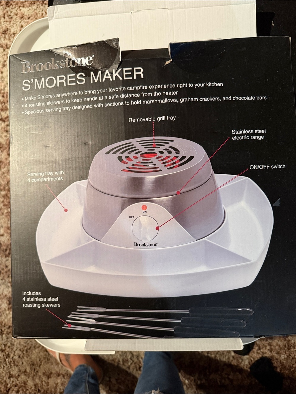Brookstone White and Silver S'mores Maker with Tray